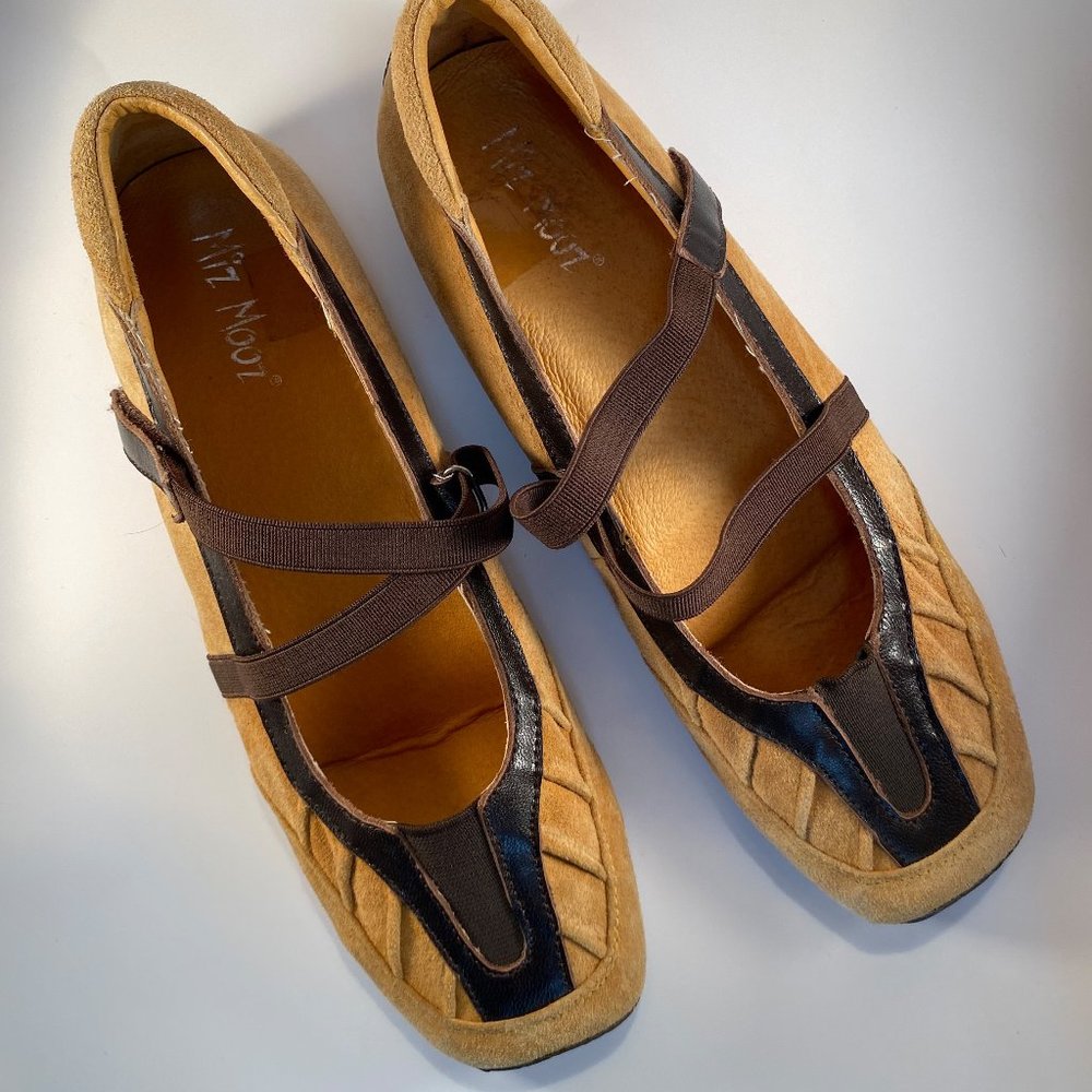 Mustard suede leather flats
